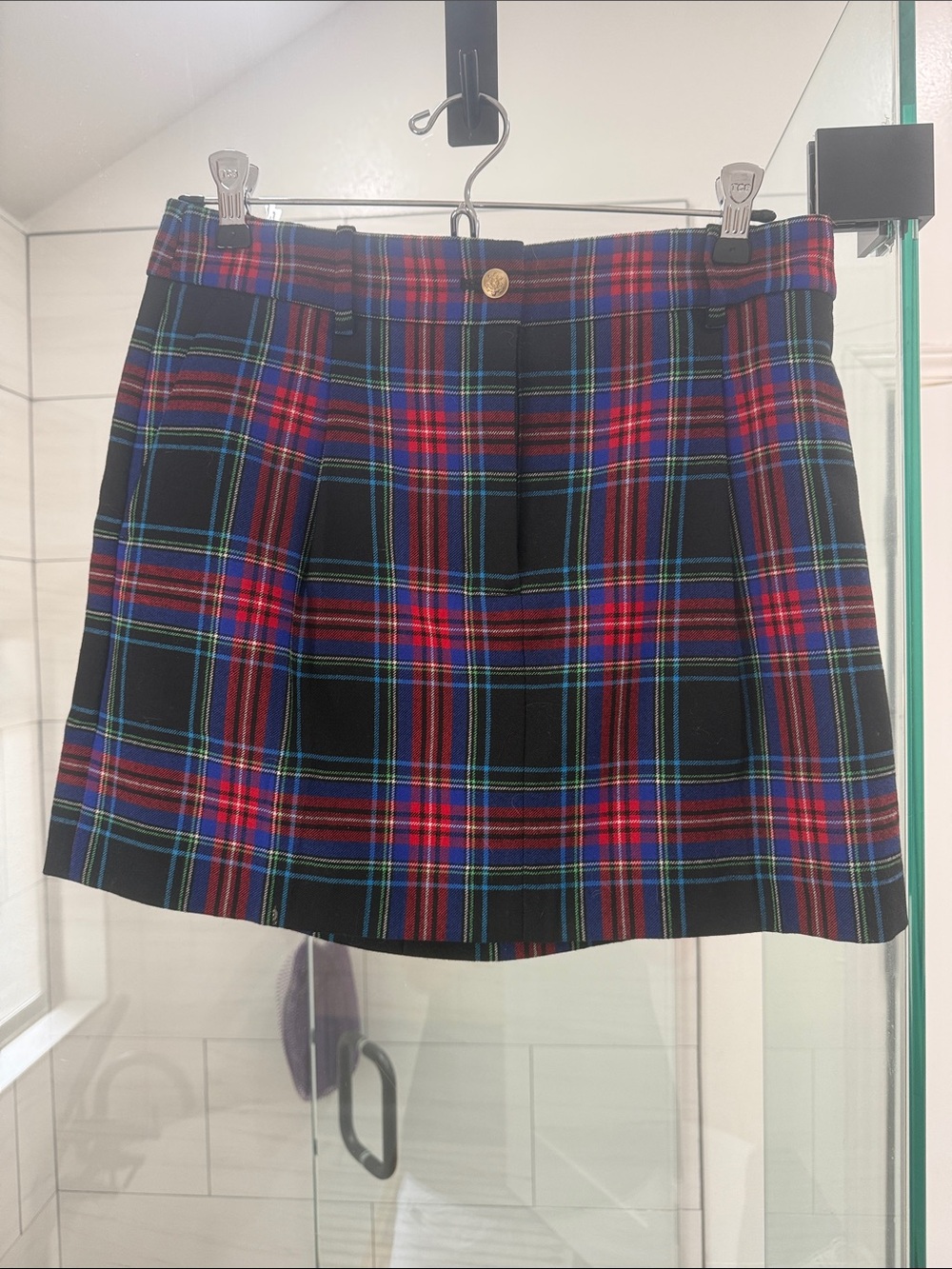 J. Crew Red and Black Tartan Pleated Mini Skirt